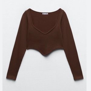SEAMLESS CORSETRY-INSPIRED TOP Zara brown